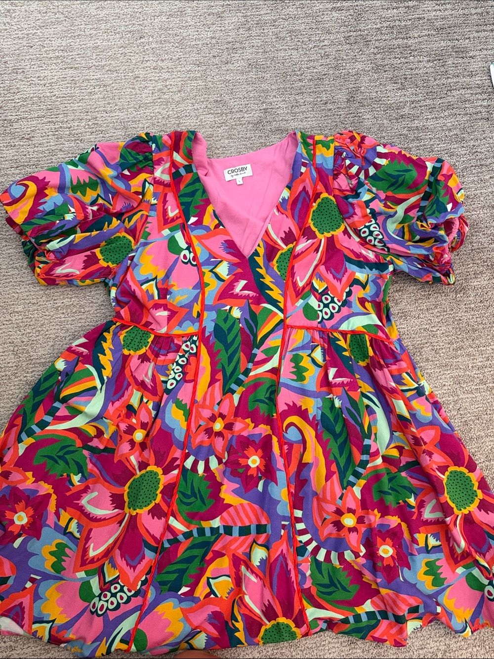 CROSBY by Mollie Burch Pink Multicolor Floral Mini Dress
